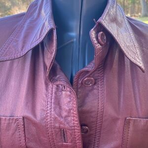 Vintage Burgundy Leather Jacket Size S
